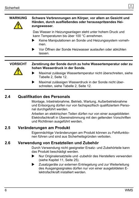 Betriebsanleitung Wassermangelsicherung (elektronisch) - Wekonn