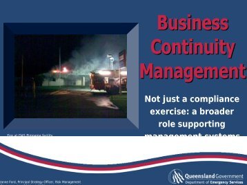 Business Continuity Management - Australian Organisation for Quality