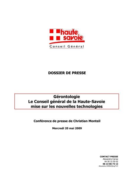 Gérontologie Le Conseil général de la Haute-Savoie mise sur les ...