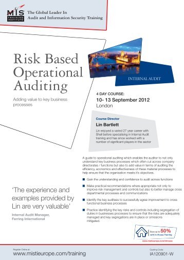 Risk Based Operational Auditing Internal Audit - MIS Training