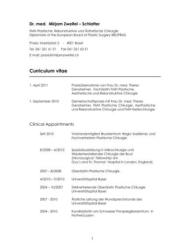 Curriculum vitae - Dr.med.Mirjam Zweifel