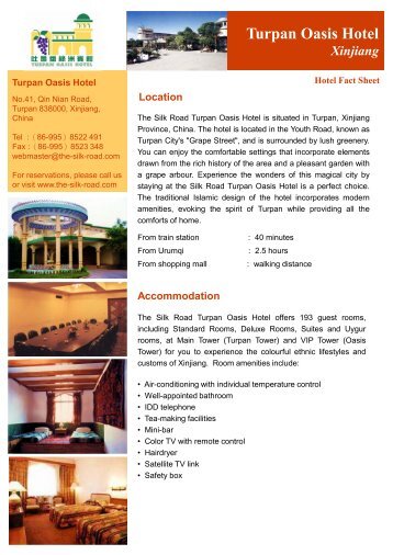 Hotel Fact Sheet - Silk Road