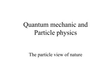 Quantum mechanic and Particle physics