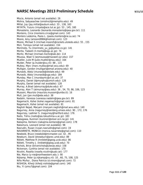 NARSC Meetings 2013 Preliminary Schedule - North American ...