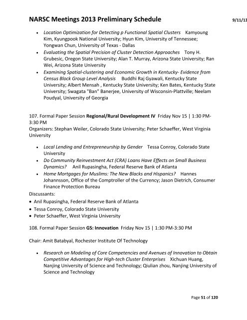 NARSC Meetings 2013 Preliminary Schedule - North American ...
