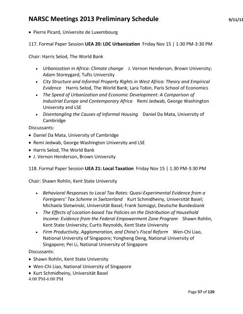 NARSC Meetings 2013 Preliminary Schedule - North American ...