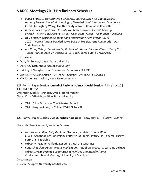 NARSC Meetings 2013 Preliminary Schedule - North American ...