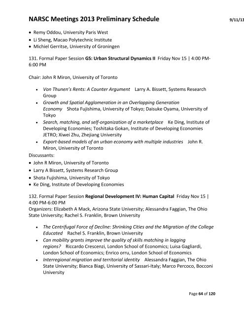 NARSC Meetings 2013 Preliminary Schedule - North American ...