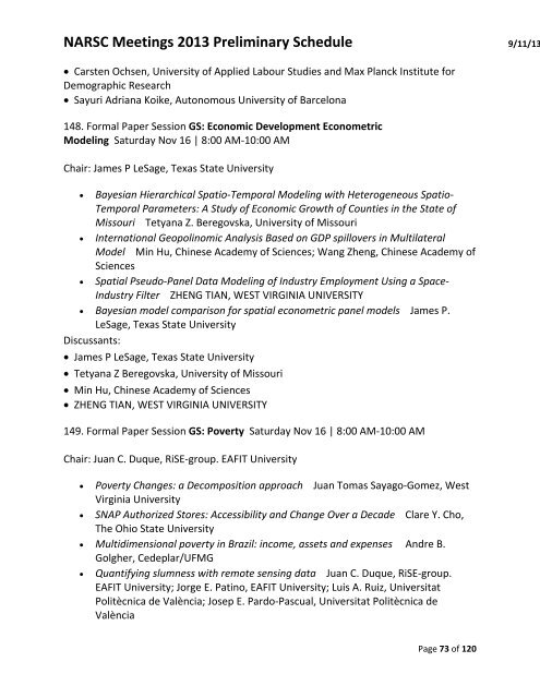 NARSC Meetings 2013 Preliminary Schedule - North American ...