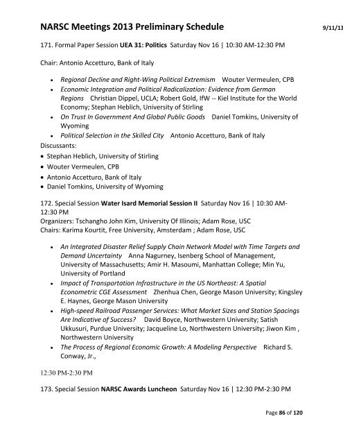 NARSC Meetings 2013 Preliminary Schedule - North American ...