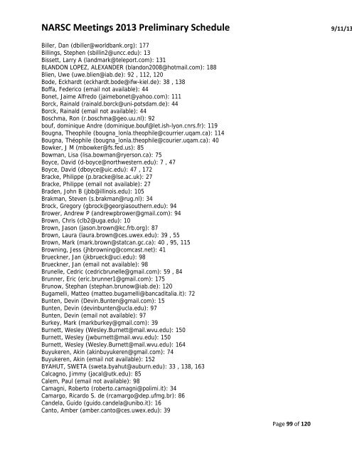 NARSC Meetings 2013 Preliminary Schedule - North American ...