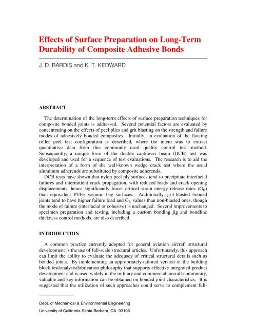 Effects of Surface Preparation on Long-Term ... - The Infernolab