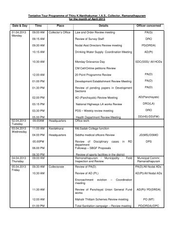 Tentative Tour Programme of Thiru K ... - Ramanathapuram