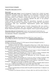 Laurea in Scienze Geologiche Petrografia e laboratorio ... - Sapienza