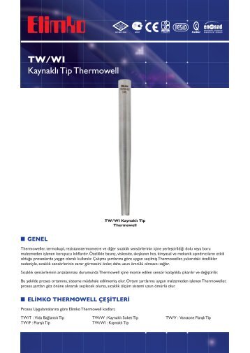 TW/WI KaynaklÄ± Tip Thermowell - Elimko