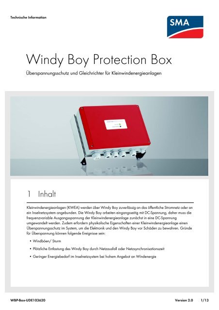Windy Boy Protection Box - SMA Solar Technology AG