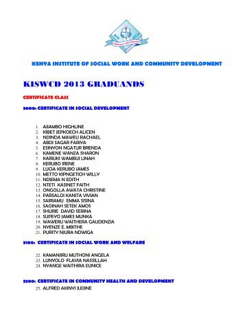 Graduands List 2013.pdf - Kenya Institute of Social Work and ...