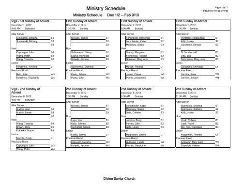 EVENTS LIST - 4 Across-title BY TYPE - Divine Savior Church