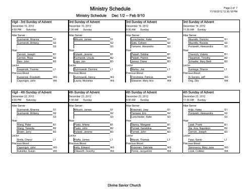 EVENTS LIST - 4 Across-title BY TYPE - Divine Savior Church