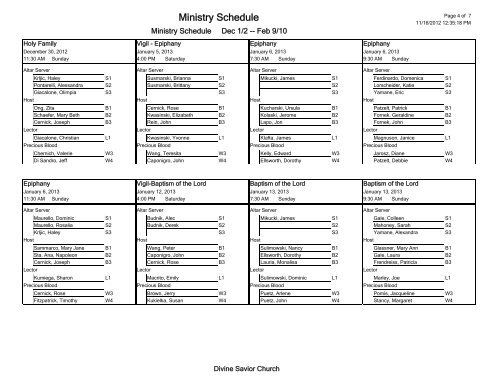 EVENTS LIST - 4 Across-title BY TYPE - Divine Savior Church