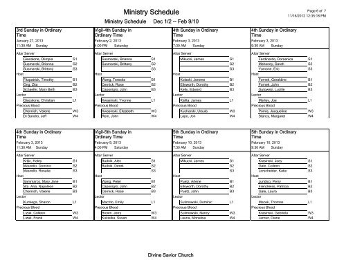 EVENTS LIST - 4 Across-title BY TYPE - Divine Savior Church