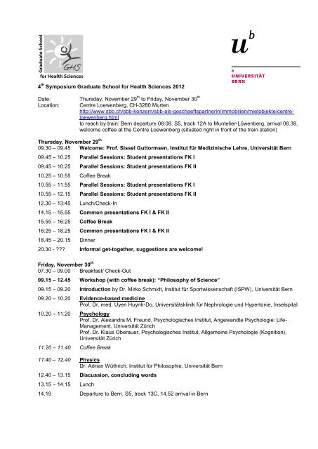 Program - Graduate School for Health Sciences - Universität Bern