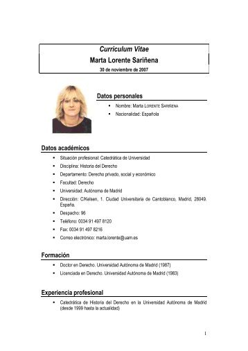 Curriculum Vitae Marta Lorente SariÃ±ena - Hicoes