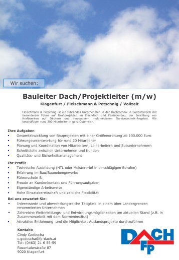 Bauleiter Dach/Projektleiter (m/w) - Jobadler