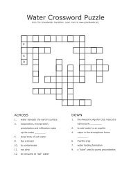 Water Crossword - groundwater.org - The Groundwater Foundation