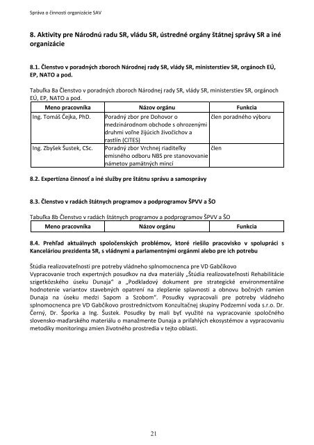 SprÃƒÂ¡va o Ã„Âinnosti ÃƒÂšZ SAV za rok 2010 - ÃƒÂšstav zoolÃƒÂ³gie SAV