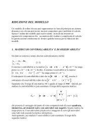 riduzione del modello (matrici di controllabilita' e osservabilita ...