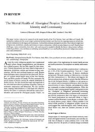 IN REVIEW The Mental Health of Aboriginal Peoples ...