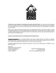 Education Classroom Volunteer - Tampa's Lowry Park Zoo