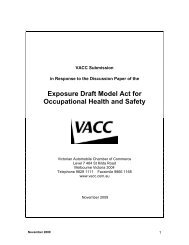 VACC Submission- Draft OHS Act - Safe Work Australia