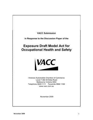 VACC Submission- Draft OHS Act - Safe Work Australia