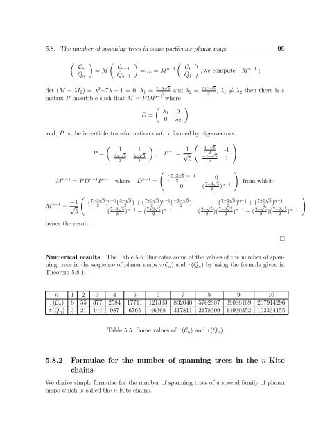 enumeration of the number of spanning trees in some ... - Toubkal