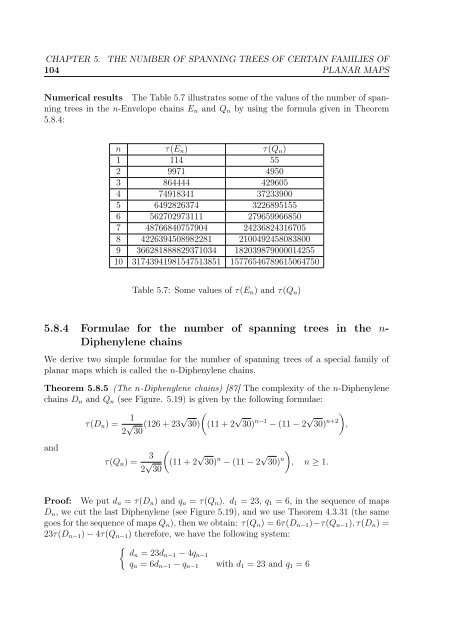 enumeration of the number of spanning trees in some ... - Toubkal