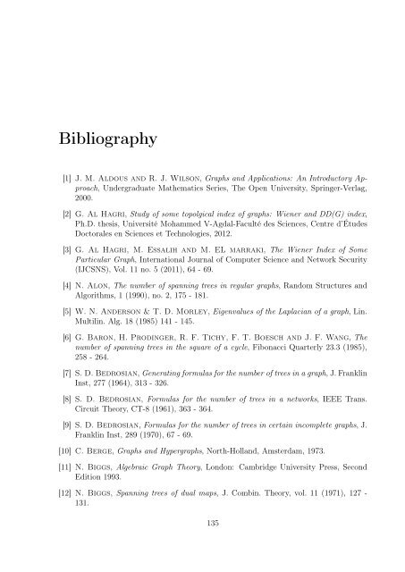 enumeration of the number of spanning trees in some ... - Toubkal