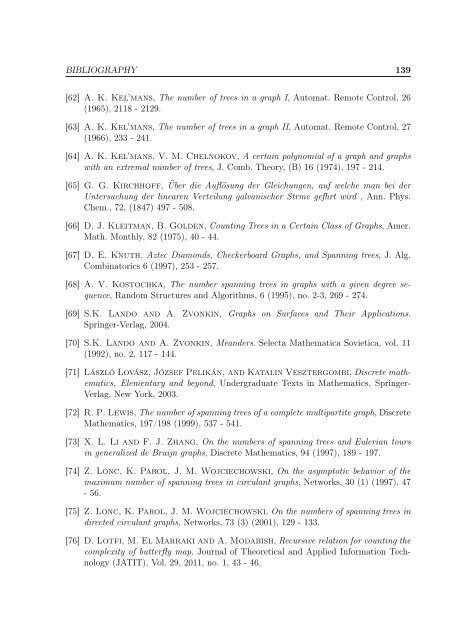 enumeration of the number of spanning trees in some ... - Toubkal