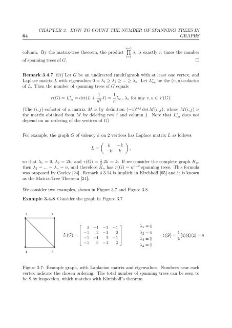 enumeration of the number of spanning trees in some ... - Toubkal