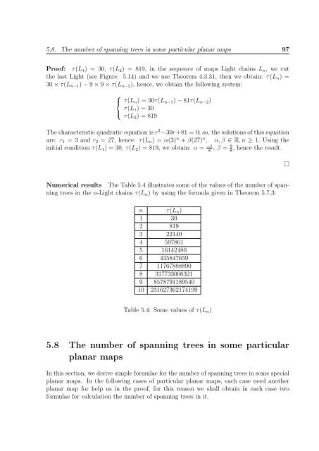 enumeration of the number of spanning trees in some ... - Toubkal