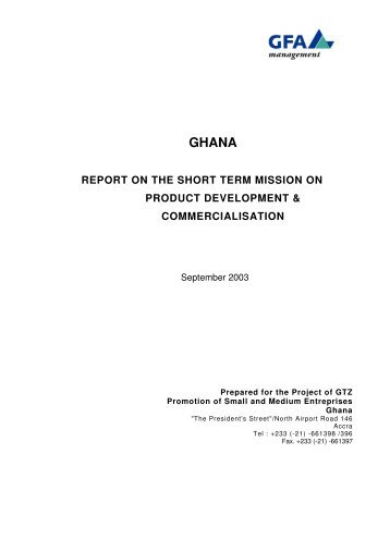 ghana report on the short term mission on product ... - Value Chains