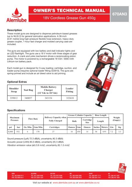 OWNER'S TECHNICAL MANUAL - Alemlube