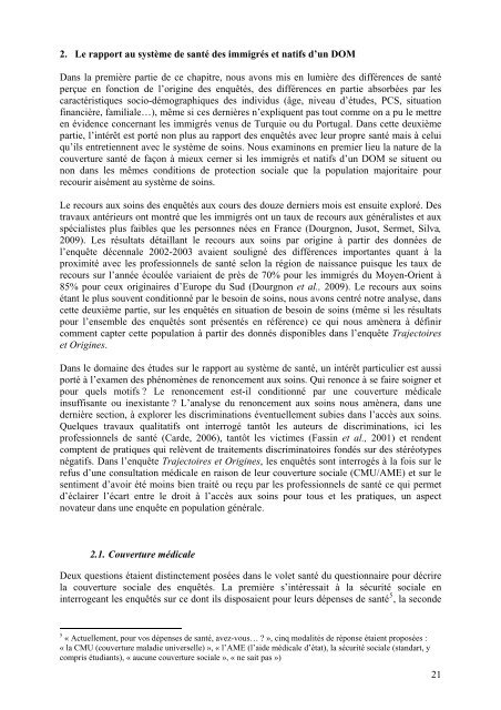 Chapitre 10 : L'expérience de la migration, santé perçue et ... - Ined