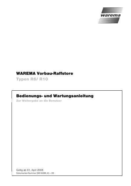Vorbau-Raffstore Typ R 6/10 - Warema