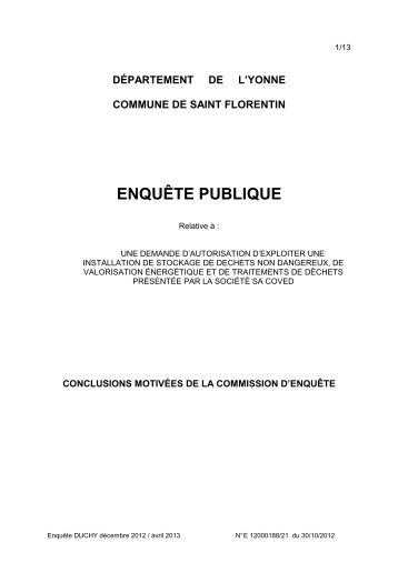 COVED Conclusions CE - 0,09 Mb - PrÃ©fecture de l'Yonne