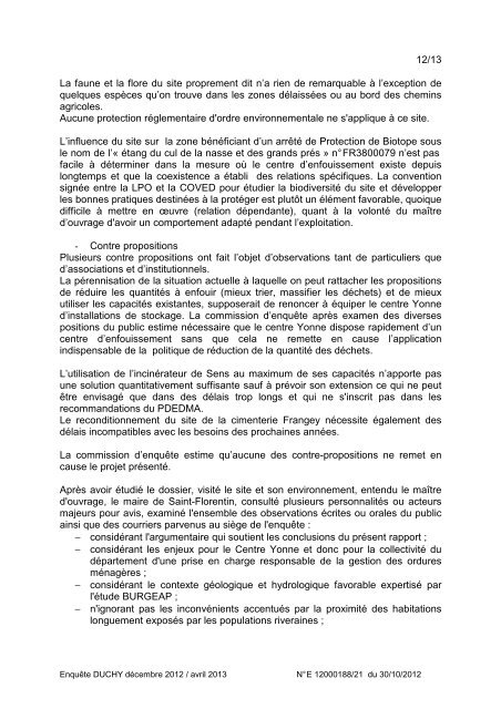 COVED Conclusions CE - 0,09 Mb - PrÃ©fecture de l'Yonne