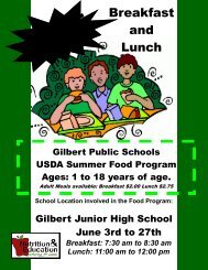 School Location involved in the Food Program - Gilbert Public Schools