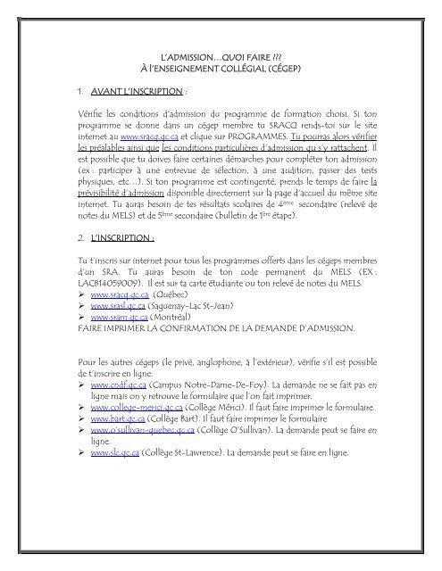 L Admission Quoi Faire Ecole Samuel De Champlain L Admission Quoi Faire Ecole Samuel De Champlain
