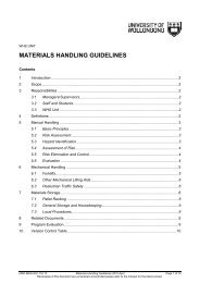 Materials Handling Guidelines - Staff - University of Wollongong